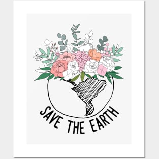 Save The Earth One Line Art Flowers Posters and Art